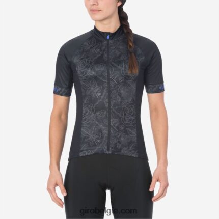 FXR2441233 Giro vrouwen chrono sportshirt zwarte bloemen