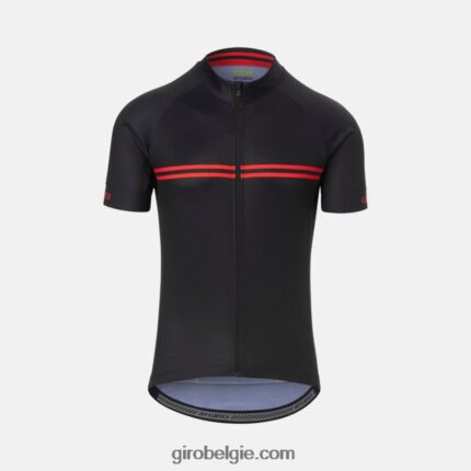 FXR244724 Giro Heren chrono sportshirt zwart/rode klassieke streep